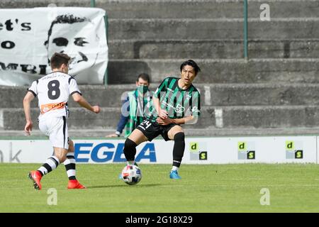 Sestao, Spagna. 5 Giugno 2021. Daiki Niwa (Sestao) Calcio : Spagnolo 'Campeonato Nacional de Liga de Tercera Division' promozione Gioca finale partita tra Sestao River Club 2-0 Urduliz FT all'Estadio Municipal Las Llanas a Sestao, Spagna . Credit: Mutsu Kawamori/AFLO/Alamy Live News Foto Stock