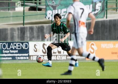 Sestao, Spagna. 5 Giugno 2021. Daiki Niwa (Sestao) Calcio : Spagnolo 'Campeonato Nacional de Liga de Tercera Division' promozione Gioca finale partita tra Sestao River Club 2-0 Urduliz FT all'Estadio Municipal Las Llanas a Sestao, Spagna . Credit: Mutsu Kawamori/AFLO/Alamy Live News Foto Stock