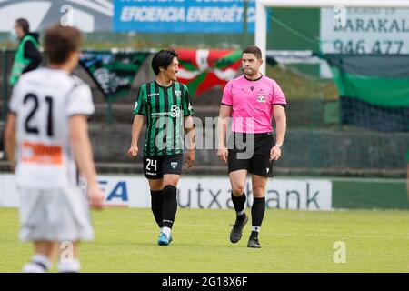 Sestao, Spagna. 5 Giugno 2021. Daiki Niwa (Sestao) Calcio : Spagnolo 'Campeonato Nacional de Liga de Tercera Division' promozione Gioca finale partita tra Sestao River Club 2-0 Urduliz FT all'Estadio Municipal Las Llanas a Sestao, Spagna . Credit: Mutsu Kawamori/AFLO/Alamy Live News Foto Stock