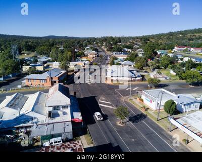 Aereo di Moreton Street la principale sezione di vendita al dettaglio di Eidsvold North Burnett Queensland Australia Foto Stock