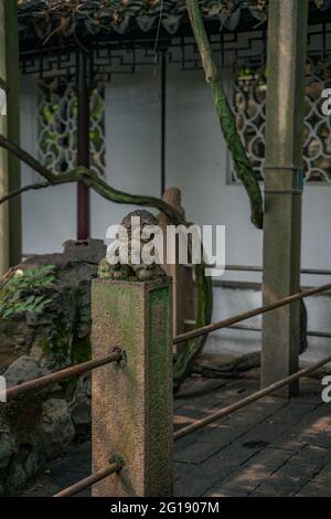 Vista interna del giardino Yipu, un giardino cinese tradizionale e patrimonio dell'umanità dell'UNESCO a Suzhou, Cina. Foto Stock