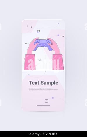 mani umane che tengono il gamepad senza fili gioco di gioco e-sport gioco di piacere concetto di industria di gioco Illustrazione Vettoriale