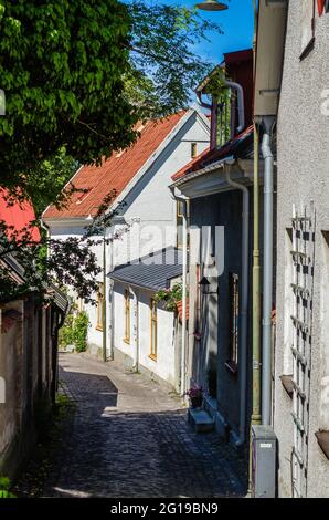 Un vicolo stretto a Visby. Foto Stock