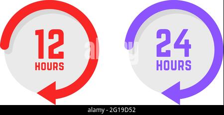 set di ventiquattro ore al giorno pulsanti Illustrazione Vettoriale