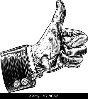 Pollice su mano Woodcut vintage Etching Illustrazione Vettoriale