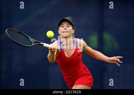 I Katie Volynets degli Stati Uniti in azione contro Marina Melnikova della Russia durante il secondo giorno del Viking Open al Nottingham Tennis Center. Data immagine: Domenica 6 giugno 2021. Foto Stock