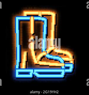 Stivali in materiale impermeabile Scarpe al neon immagine con l'icona del bagliore Illustrazione Vettoriale