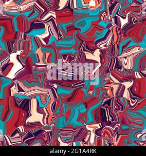 Motivo senza cuciture con Marble Abstract Texture nei toni blu e rosso Foto Stock