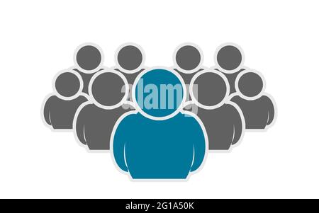 Concetto di leadership, silhouette di icone di persone, rendering 3D Foto Stock