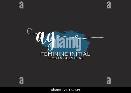 AG beauty monogramma ed elegante logo design scritta a mano logo di firma iniziale, matrimonio, moda, floreale e botanico con template creativo. Illustrazione Vettoriale