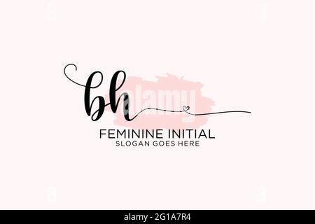 BH monogramma di bellezza e logo elegante disegno di scrittura logo di firma iniziale, matrimonio, moda, floreale e botanico con modello creativo. Illustrazione Vettoriale