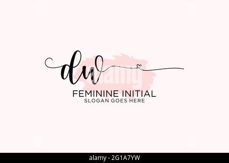 DW beauty monogramma e logo elegante design calligrafia logo di firma iniziale, matrimonio, moda, floreale e botanico con modello creativo. Illustrazione Vettoriale