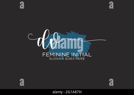 DV bellezza monogramma e logo elegante design calligrafia logo di firma iniziale, matrimonio, moda, floreale e botanico con modello creativo. Illustrazione Vettoriale