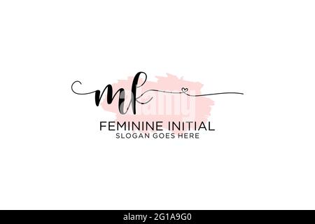 MK monogramma di bellezza ed elegante logo di disegno manoscritto logo di firma iniziale, matrimonio, moda, floreale e botanico con modello creativo. Illustrazione Vettoriale