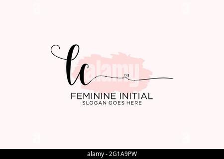 LC beauty monogramma ed elegante logo design scritta a mano logo di firma iniziale, matrimonio, moda, floreale e botanico con modello creativo. Illustrazione Vettoriale
