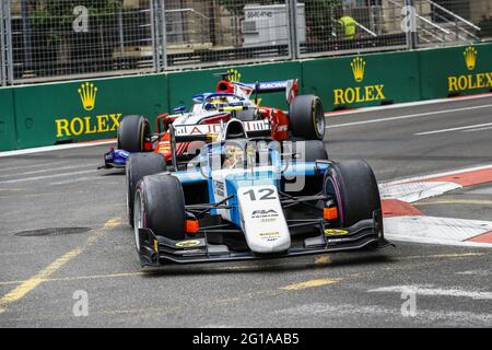 12 Zendeli Lisim (ger), MP Motorsport, Dallara F2, in azione durante il 3° round del Campionato FIA Formula 2 2021 dal 04 al 06 giugno 2021 sul circuito cittadino di Baku, a Baku, Azerbaigian - Foto Xavi Bonilla / DPPI / LiveMedia Foto Stock