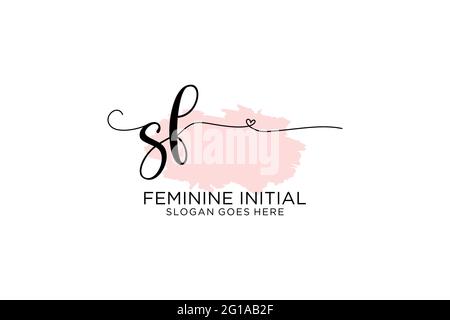 SF beauty monogramma ed elegante logo design scritta a mano logo di firma iniziale, matrimonio, moda, floreale e botanico con modello creativo. Illustrazione Vettoriale