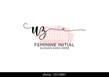 MONOGRAMMA di bellezza UZ ed elegante logo di disegno manoscritto logo di firma iniziale, matrimonio, moda, floreale e botanico con modello creativo. Illustrazione Vettoriale