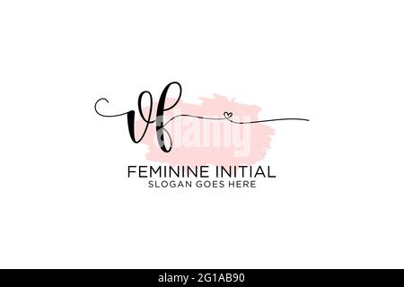 VF beauty monogramma ed elegante logo design scritta a mano logo di firma iniziale, matrimonio, moda, floreale e botanico con modello creativo. Illustrazione Vettoriale