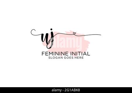 Monogramma di bellezza UJ ed elegante logo di disegno manoscritto logo di firma iniziale, matrimonio, moda, floreale e botanico con modello creativo. Illustrazione Vettoriale