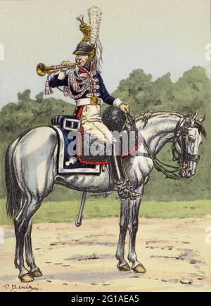 trompette du 1er régiment de cuirassiers Foto Stock