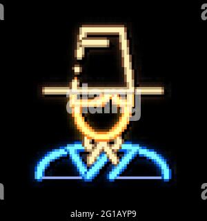 Illustrazione dell'icona del bagliore al neon umano coreano Illustrazione Vettoriale