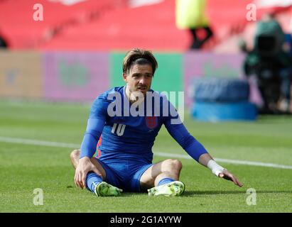 Middlesbrough, Inghilterra, 6 giugno 2021. Jack Grealish of England durante la partita internazionale amichevole al Riverside Stadium, Middlesbrough. L'immagine di credito dovrebbe essere: Darren Staples / Sportimage Foto Stock