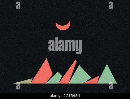 Illustrazione generativa di poster con silhouette delle Geometric Mountains Illustrazione Vettoriale