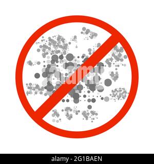 Nessun segno di stampo isolato su sfondo bianco. Icona di arresto stampo. Cartello di divieto. Condensa, umidità, umidità elevata e problemi respiratori. Vettore stock Illustrazione Vettoriale