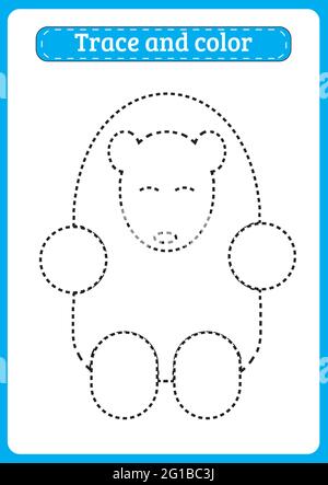 L'orso polare può essere tracciato solo lungo una linea, gioco educativo per i bambini prescolare con un livello di gioco facile Illustrazione Vettoriale