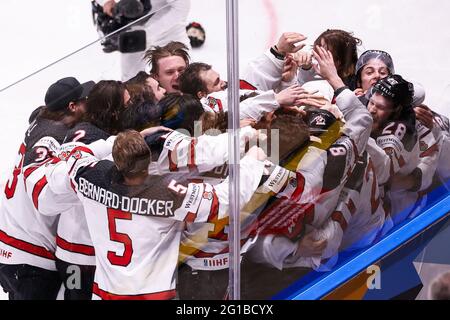 Riga, Arena riga, finale, Finlandia. 06 giugno 2021. Canada (Campionato del mondo di hockey su ghiaccio 2021 IIHF), campione del mondo canadese 2021 (USCITA Svizzera/Croazia) Credit: SPP Sport Press Photo. /Alamy Live News Foto Stock