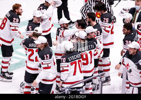 Riga, Arena riga, finale, Finlandia. 06 giugno 2021. Canada (Campionato del mondo di hockey su ghiaccio 2021 IIHF), campione del mondo canadese 2021 (USCITA Svizzera/Croazia) Credit: SPP Sport Press Photo. /Alamy Live News Foto Stock