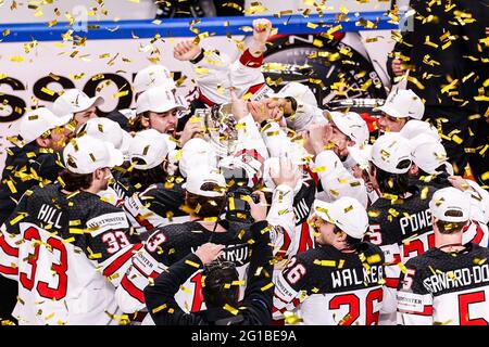 Riga, Arena riga, finale, Finlandia. 06 giugno 2021. Canada (Campionato del mondo di hockey su ghiaccio 2021 IIHF), Canada è campione del mondo 2021 (uscita Svizzera/Croazia) Credit: SPP Sport Press Photo. /Alamy Live News Foto Stock