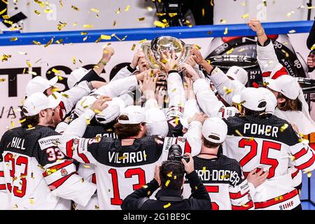 Riga, Arena riga, finale, Finlandia. 06 giugno 2021. Canada (Campionato del mondo di hockey su ghiaccio 2021 IIHF), Canada è campione del mondo 2021 (uscita Svizzera/Croazia) Credit: SPP Sport Press Photo. /Alamy Live News Foto Stock