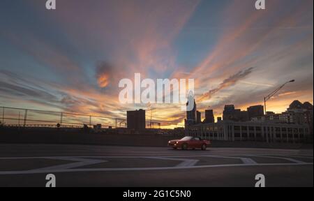 Vista aerea del centro di Cincinnati, Ohio, skyline degli Stati Uniti Foto Stock