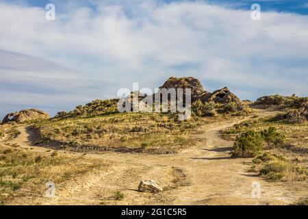 Panorama primaverile lungo l'autostrada i-80 nello Utah Foto Stock