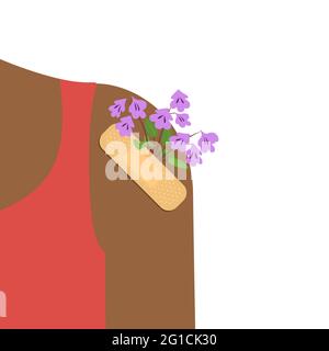 Stucco con fiori su una spalla umana. Illustrazione Vettoriale