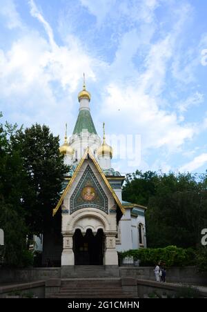 La Chiesa russa 'Sveti Nikolay Mirlikiiski' a Sofia, Bulgaria. Foto Stock