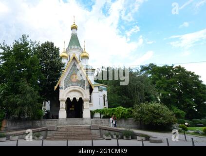 La Chiesa russa 'Sveti Nikolay Mirlikiiski' a Sofia, Bulgaria. Foto Stock