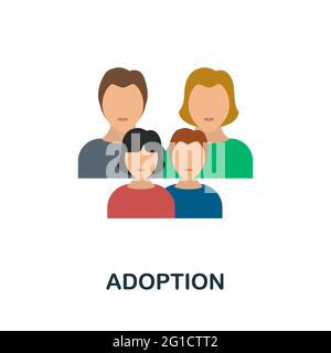 Icona adozione. Elemento di segno piatto dalla raccolta di adozione figlio. Icona di adozione creativa per il web design, modelli, infografiche e altro ancora Illustrazione Vettoriale