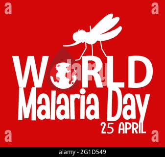 World malaria Day font con zanzara su sfondo rosso illustrazione Illustrazione Vettoriale