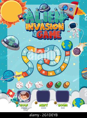 Gioco da tavolo per bambini in stile fantasy modello illustrazione Illustrazione Vettoriale