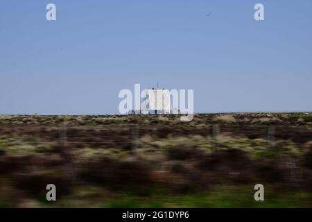 Sistema radar a RAF Fylingdales Foto Stock