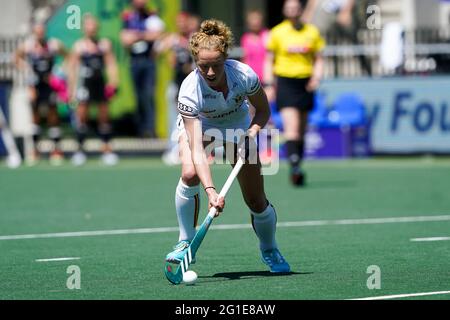 AMSTELVEEN, PAESI BASSI - 6 GIUGNO: Michelle Struijk del Belgio durante la partita dei Campionati europei di Hockey tra Duitsland e Belgio a Wagener Stadi Foto Stock