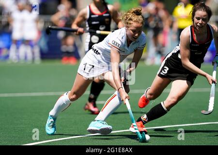 AMSTELVEEN, PAESI BASSI - 6 GIUGNO: Michelle Struijk del Belgio durante la partita dei Campionati europei di Hockey tra Duitsland e Belgio a Wagener Stadi Foto Stock