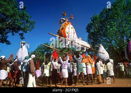 Pooram festival a Chinakathoor, Palakkad, Kerala, India Foto Stock