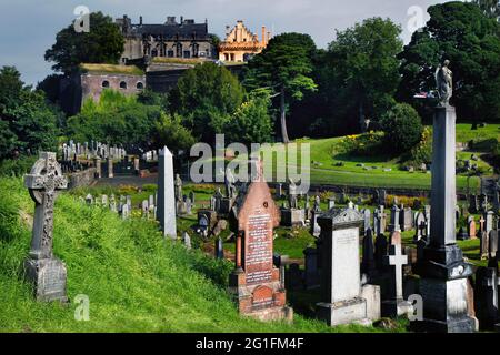 Cimitero reale, Cimitero della città vecchia, Tombe, tombe, Castello di Stirling, Castello, collina del Castello, Battaglia di Bannockburn, Stirling, Stirling e Falkirk Foto Stock