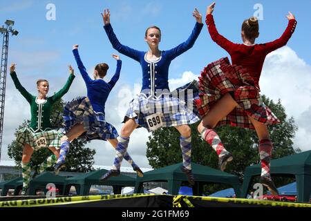 Highlandgames, giochi per highland, danza highland, danza highland, tartan, Plaid, Scozia, America del Nord, America, Gran Bretagna, Canada Foto Stock