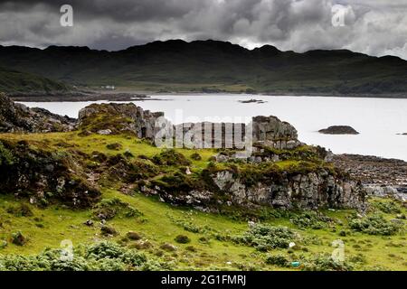 Sleat Peninsula, Paesaggio, Costa, Tokovaig, Isola di Skye, Skye, Ebridi interne, Ebridi, Highlands, Highland, Scozia, Regno Unito Foto Stock