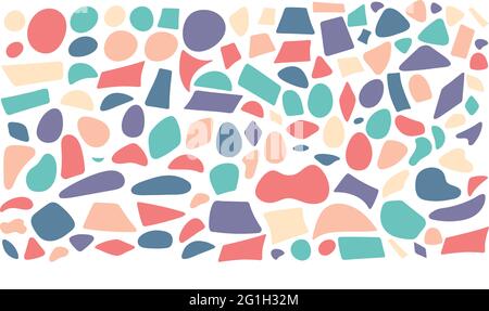 Forme astratte che si uniscono casuale forma doodle astratto sfondo modello goccia di liquido fluido Pebble pietra silhouette inchiostro macchia forma irregolare Illustrazione Vettoriale
